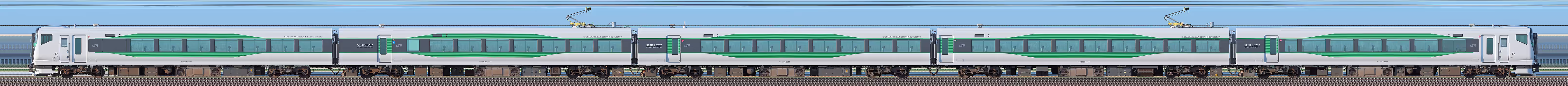 JR東日本E257系5500番台OM-54編成（海側）の編成サイドビュー