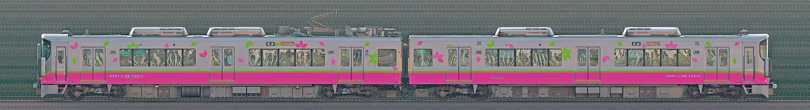 ハピラインふくい521系HF15編成（東側）の編成サイドビュー