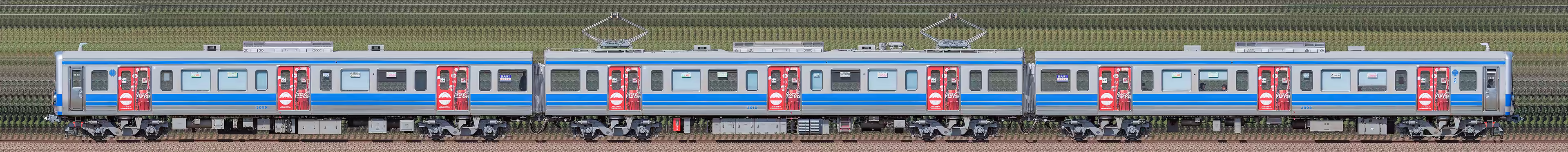 伊豆箱根鉄道3000系3505編成の編成サイドビュー