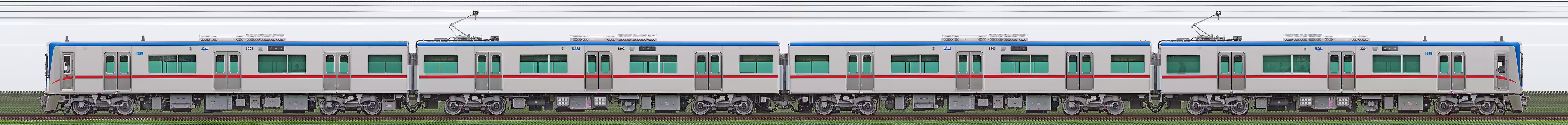 京成3200形3204編成（山側）の編成サイドビュー