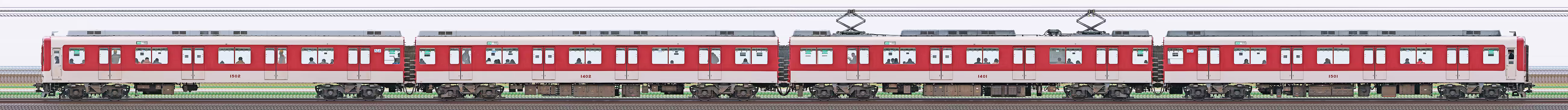 近鉄1400系FC01・1401編成（北側）の編成サイドビュー