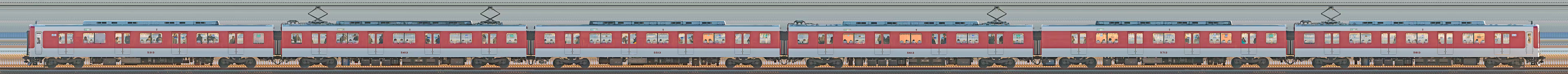 近鉄5800系「L/Cカー」DF13・5813編成(南側)の編成サイドビュー
