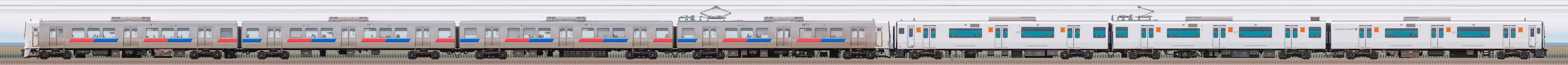 JR九州811系100番台PM110編成＋817系3000番台VM3008編成（逆サイド）の編成サイドビュー