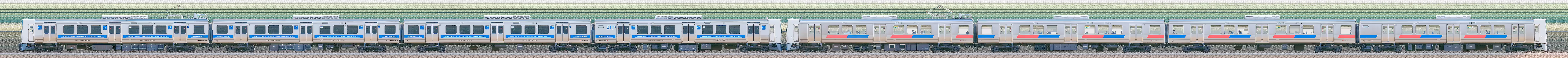 JR九州811系2000番台PM2009編成＋100番台PM104編成の編成サイドビュー