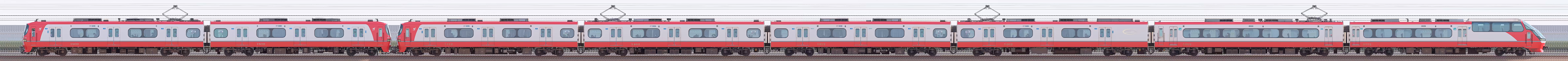 名鉄1800系1809編成＋1200系「パノラマsuper」1012編成（海側）の編成サイドビュー