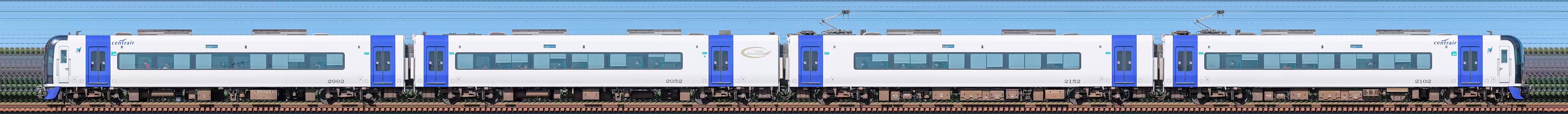 名鉄2000系「ミュースカイ」2002編成（山側）の編成サイドビュー
