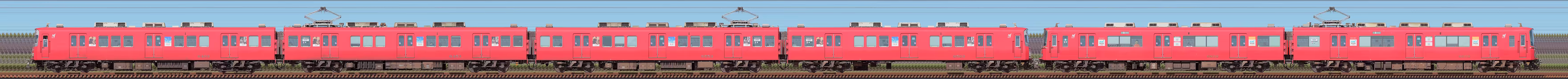 名鉄6500系6503編成＋6800系6810編成（山側）の編成サイドビュー