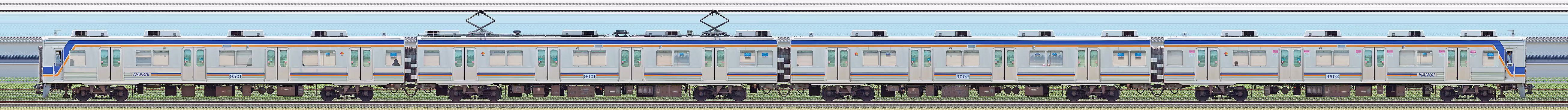 南海9000系9501編成（海側）の編成サイドビュー