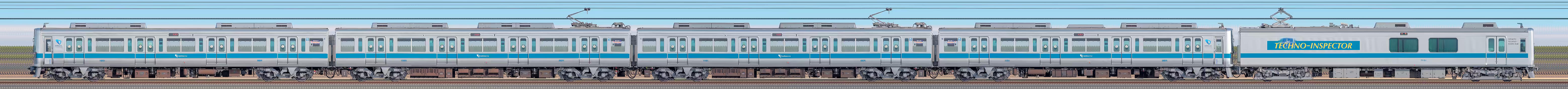 小田急1000形1051×4+クヤ31「テクノインスペクター」(山側)の編成サイドビュー