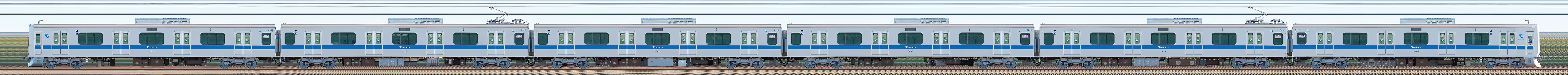 小田急3000形（リニューアル車）3265×6（山側）の編成サイドビュー