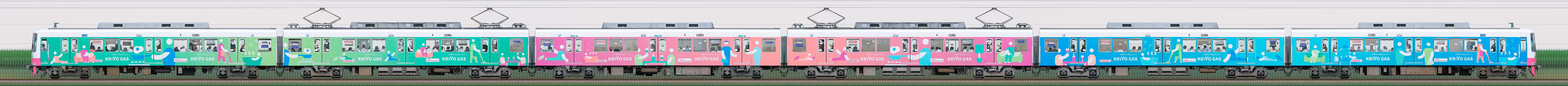 新京成8800形8806編成(京葉ガスラッピング・海側)の編成サイドビュー