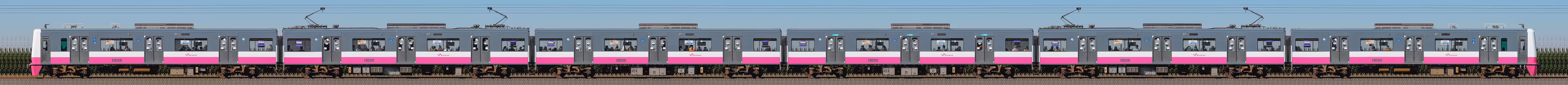 新京成N800形N838編成(ジェントルピンク・山側)の編成サイドビュー