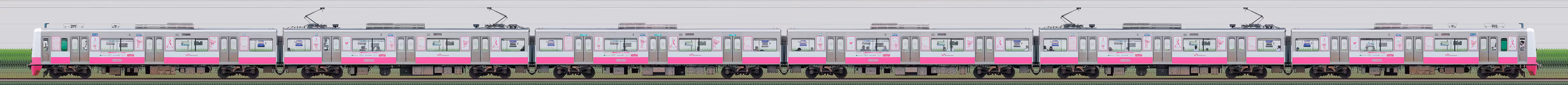新京成N800形N848編成「新京成ピンクリボントレイン」(海側)の編成サイドビュー
