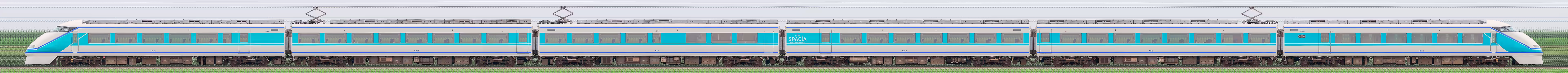 東武100系「スペーシア」101編成（粋カラー・山側）の編成サイドビュー