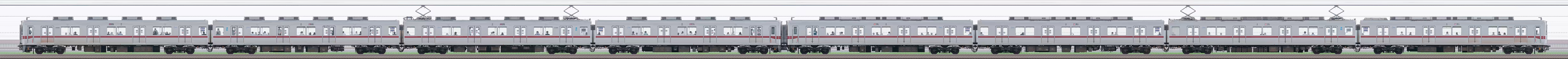 東武10030型11451編成＋10080型11480編成（山側）の編成サイドビュー