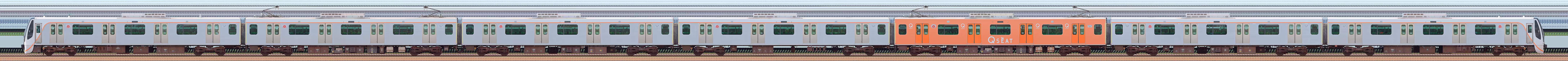 東急6020系6122編成「Q SEAT」（海側）の編成サイドビュー