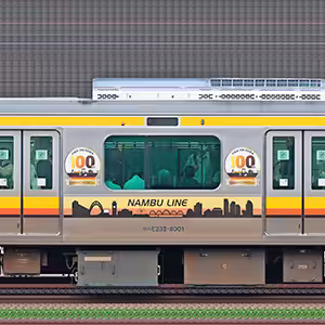 JR東日本 南武線 E233系8000番台N1編成川崎市市制100周年記念装飾（海側）