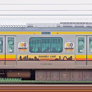 JR東日本 南武線 E233系8000番台N1編成川崎市市制100周年記念装飾（山側）