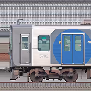 阪神5700系「ジェット・シルバー5700」5701編成（ブルーリボン賞マーク付き・浜側）