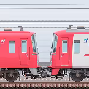 名鉄3500系（3次車）3512編成＋3100系（1次車・新塗装）3106編成（山側）