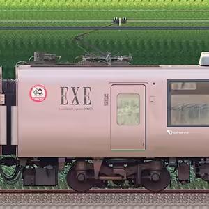 小田急30000形ロマンスカー「EXE」30255×6(箱根そば60周年記念マーク・海側)