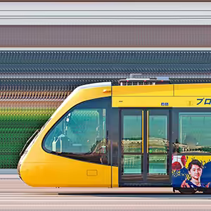 宇都宮ライトレールHU300形「ライトライン」HU306編成「宇都宮ブレックス」ラッピング（非公式側）