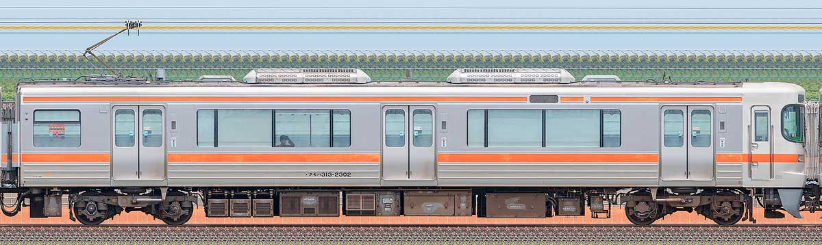 JR東海313系クモハ313-2302海側の側面写真