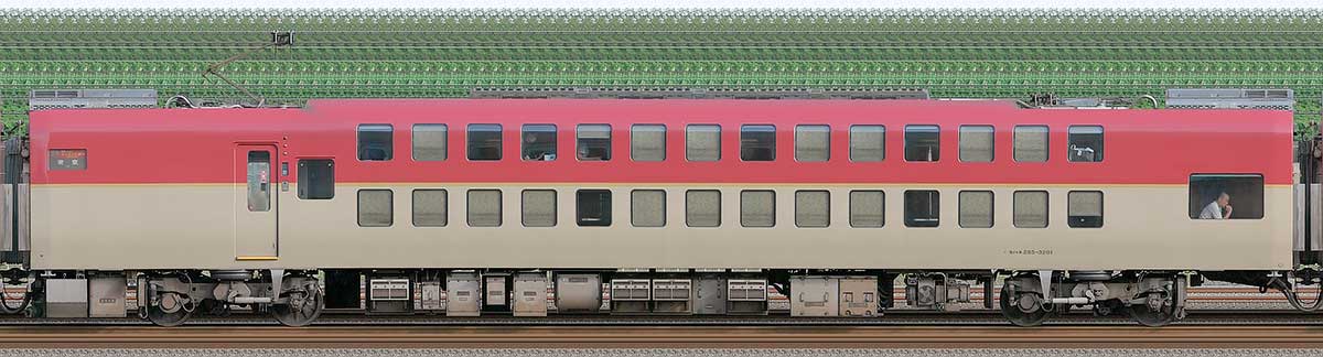 JR東海285系3000番台「サンライズエクスプレス」モハネ285-3201の側面 