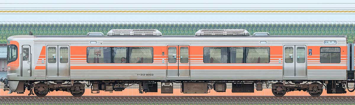 JR東海313系クハ312-8003海側の側面写真