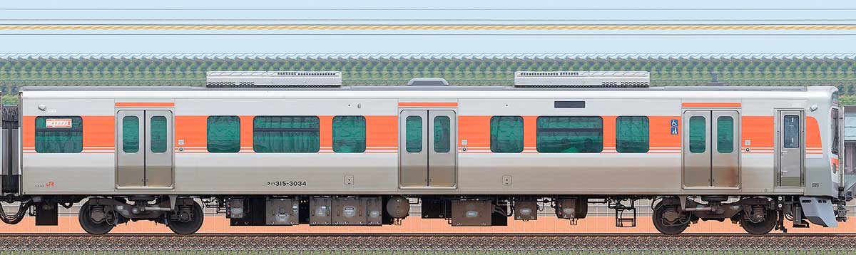 JR東海315系クハ315-3034海側の側面写真