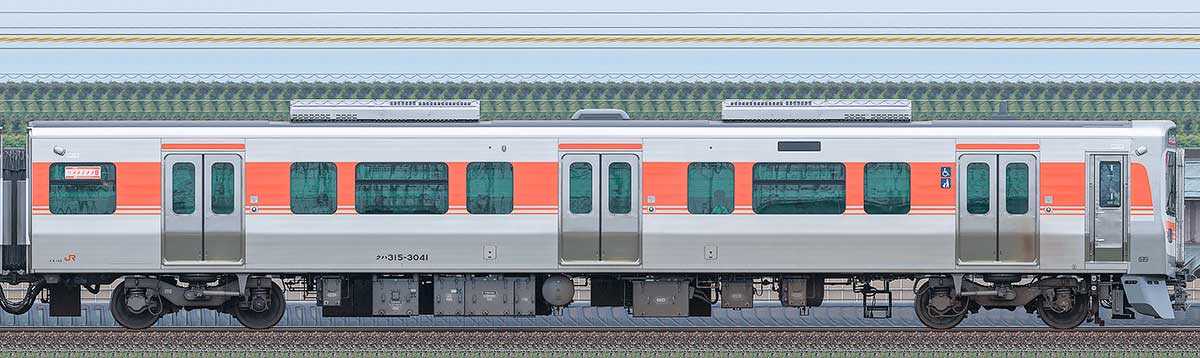 JR東海315系クハ315-3041海側の側面写真