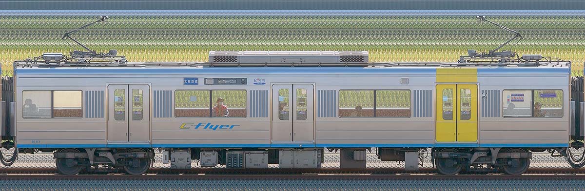 千葉ニュータウン鉄道9100形9107（2019年）山側の側面写真