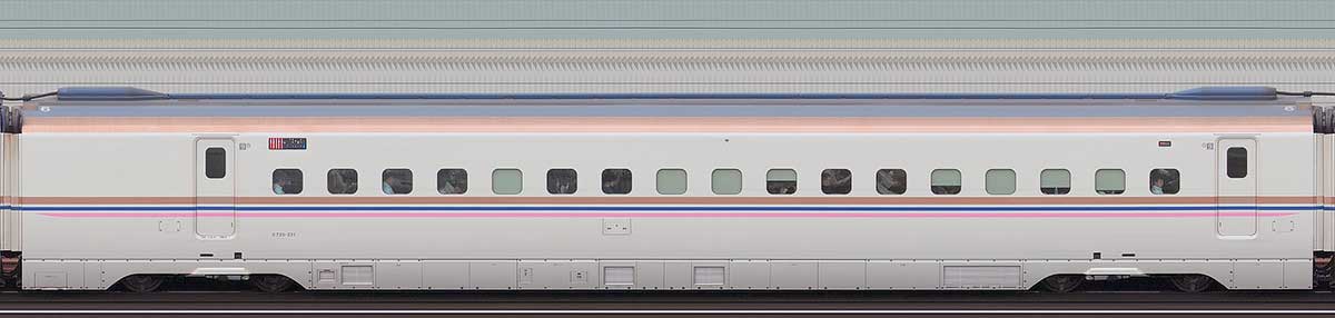 JR東日本E7系E725-221（朱鷺色）山側の側面写真