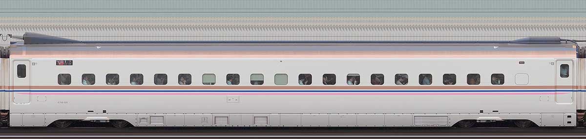 JR東日本E7系E726-221（朱鷺色）山側の側面写真