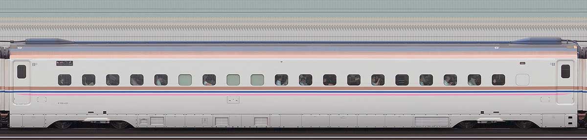 JR東日本E7系E726-421（朱鷺色）山側の側面写真