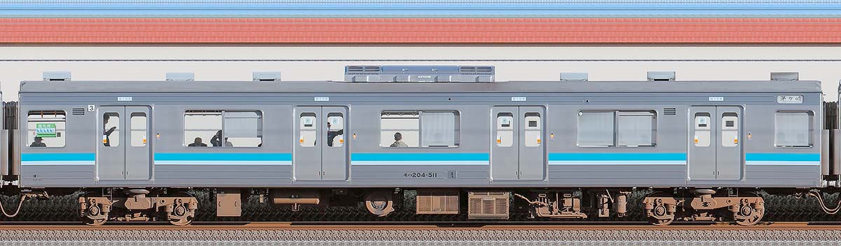 JR東日本205系500番台モハ204-511西側の側面写真