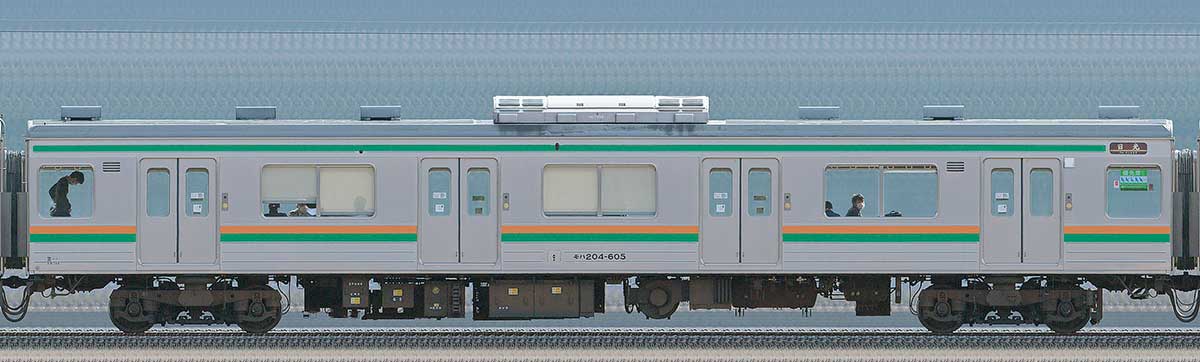 JR東日本205系600番台モハ204-605山側の側面写真