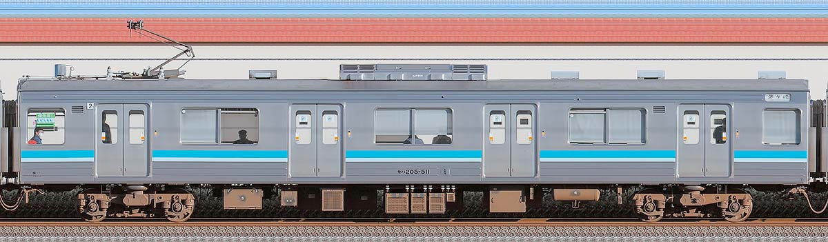 JR東日本205系500番台モハ205-511西側の側面写真