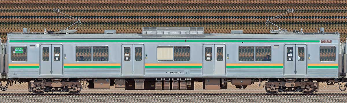 JR東日本205系600番台モハ205-605海側の側面写真