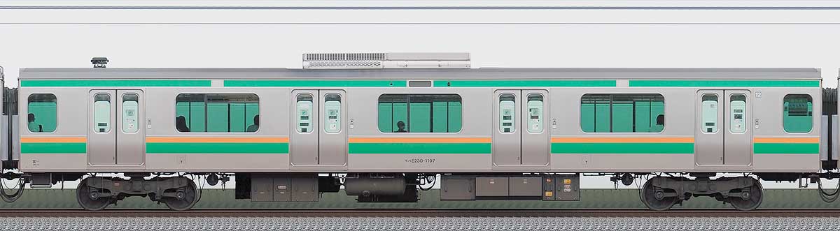 JR東日本E231系モハE230-1107山側の側面写真