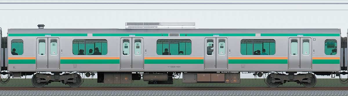 JR東日本E231系モハE230-1501山側の側面写真