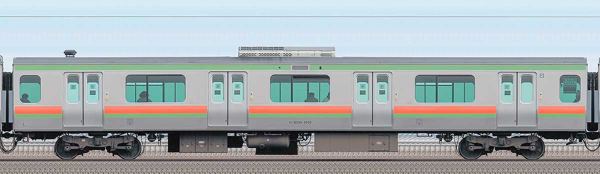 JR東日本E231系3000番台モハE230-3002山側の側面写真