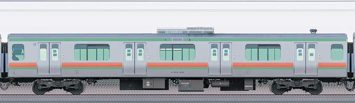 JR東日本E231系3000番台モハE230-3002海側の側面写真