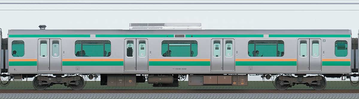 JR東日本E231系モハE230-3542山側の側面写真