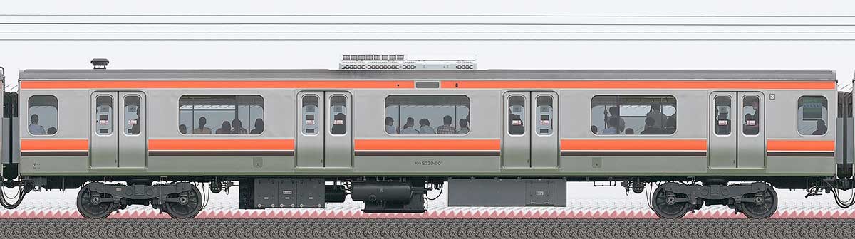 JR東日本E231系900番台モハE230-901山側の側面写真