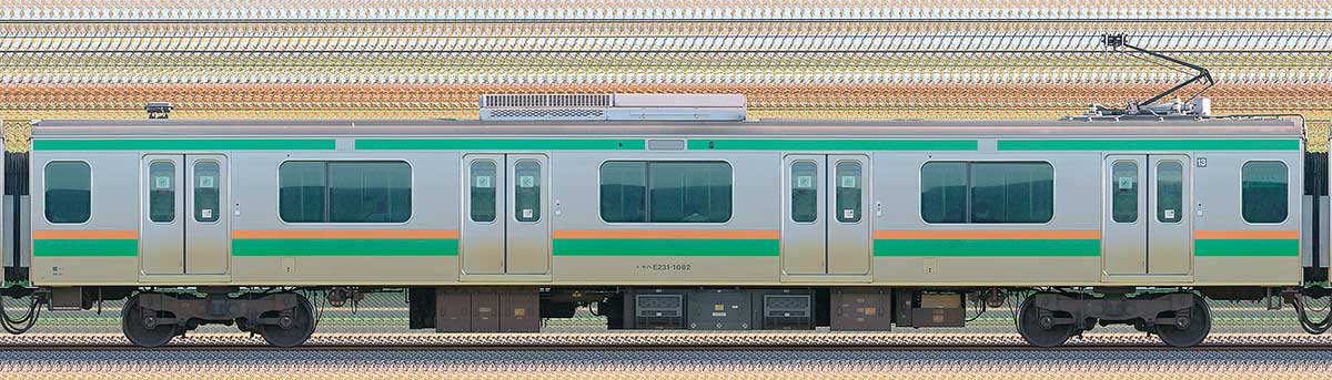 JR東日本E231系モハE231-1082山側の側面写真