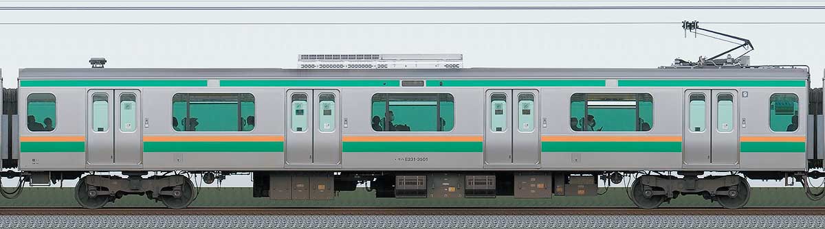 JR東日本E231系モハE231-3501山側の側面写真