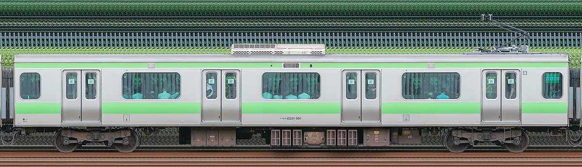 JR東日本E231系モハE231-501山側(東京駅基準)の側面写真
