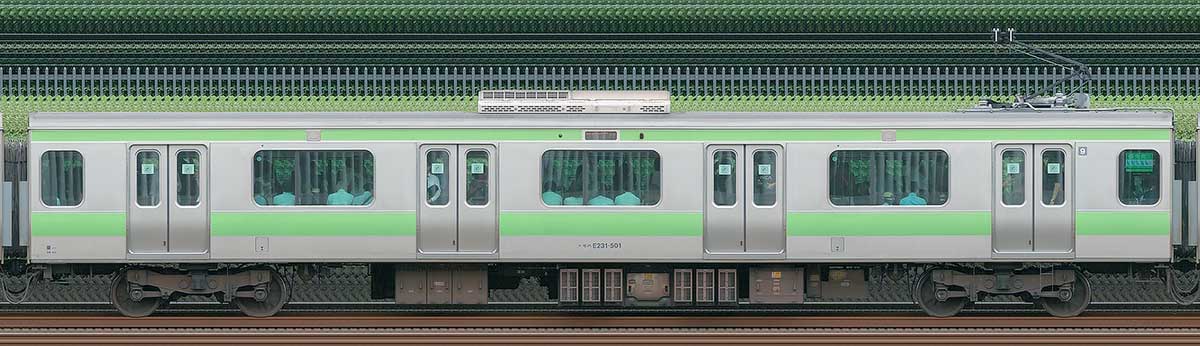 JR東日本E231系モハE231-501山側（東京駅基準）の側面写真