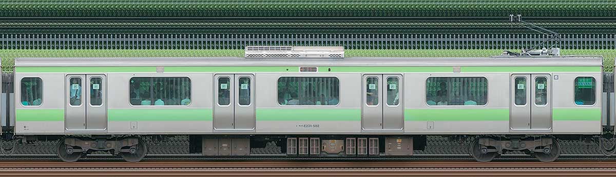 JR東日本E231系モハE231-502山側（東京駅基準）の側面写真